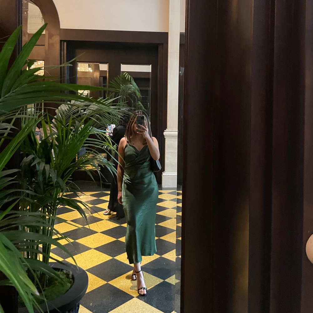 Zara green slip dress